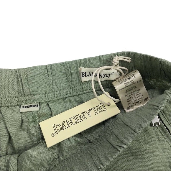 Blank NYC Shorts Linen Blend Cargo Zipped Pocket Green Utility Womens 31 NWT - Picture 3 of 3